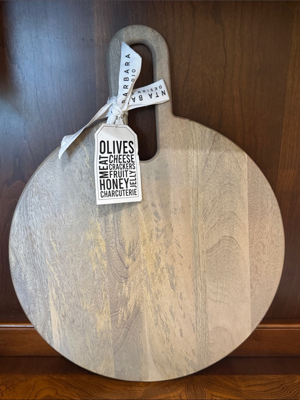 Round Wood Charcuterie Board with Handle